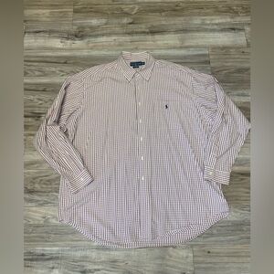 Ralph Lauren Blaire Mens 2XL White Red Blue Gingham Long Sleeve Button Up Shirt